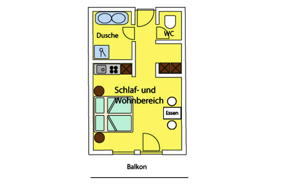 Grundriss 1 Raum Appartement