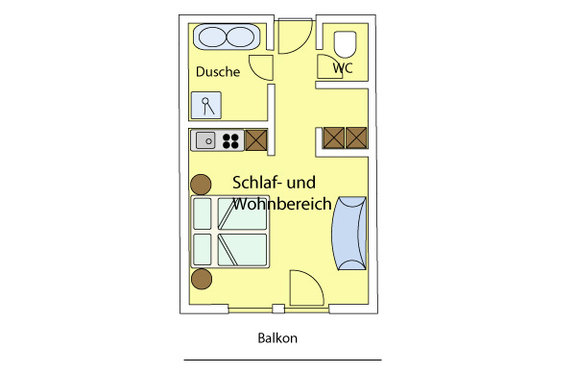 1-Raum-Komfort-Appartement