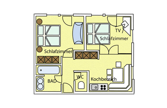 Grundriss 3 Raum Appartement