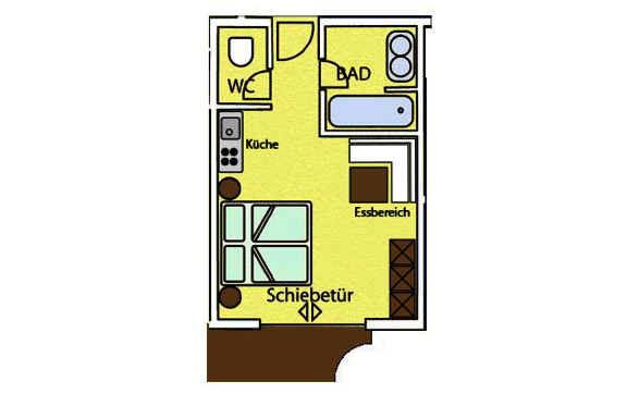 Grundriss 1 Raum Luxusappartement
